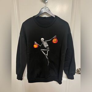Skeleton print black sweatshirt size XS